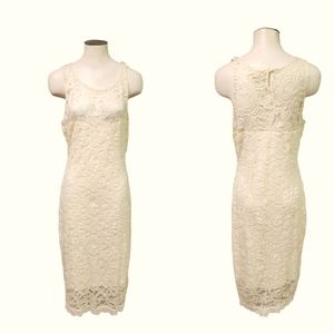 Wishful Park Ivory Embroidered Lace Scalloped Hemline Sleeveless Dress Sz XXL